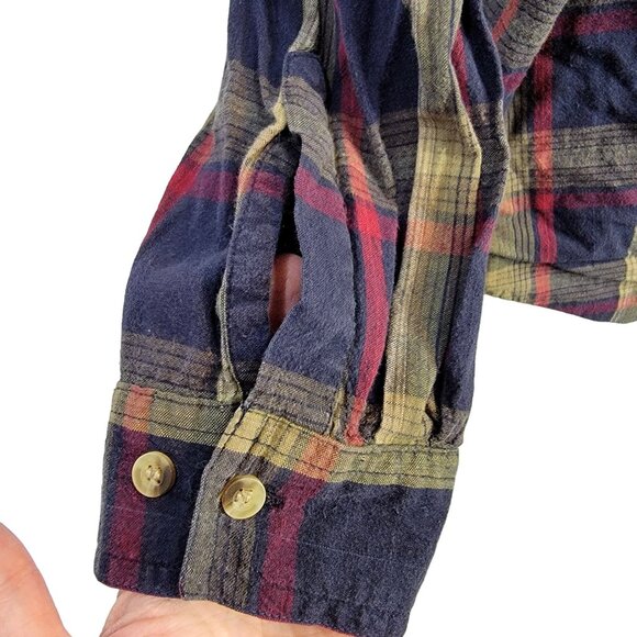 Vintage 90s Plaid Long Button Shirt Women XL Collar Top Work Casual 14 16 Spring - Picture 11 of 16